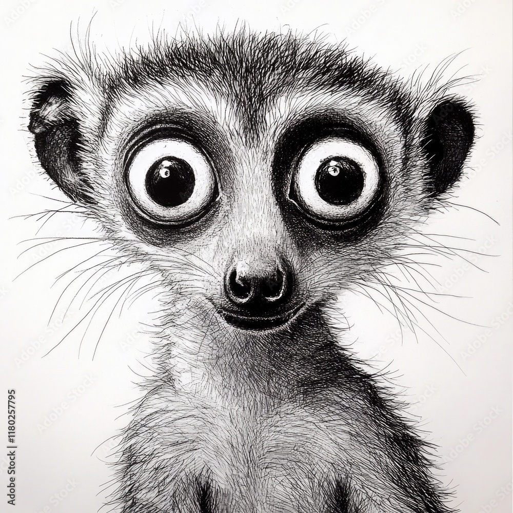 Poster a close-up view of a meerkat with distinctive large eyes