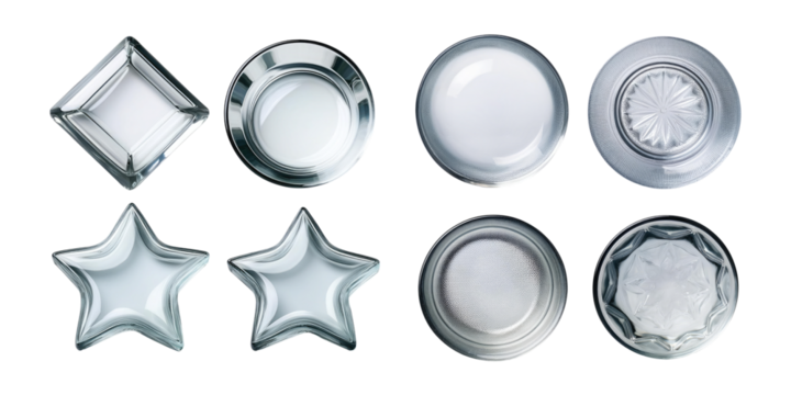 Transparent Glass Objects on Isolated Background