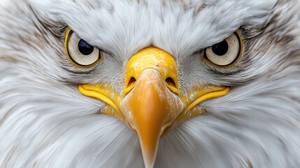 The eagle has a fierce look on its face