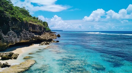 Fototapeta premium ocean waves on beach tropical landscape summer