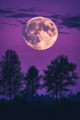 Fototapeta premium Full moon rising over trees