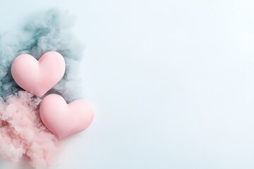 Celebrating love on valentine's day with pink hearts and soft background romantic atmosphere