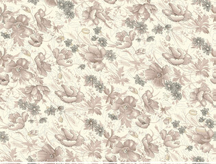 A Pattern of symmetrical arrangement of digitally rendered flowers, creating a striking and balanced design for fashion and d&eacute;cor.