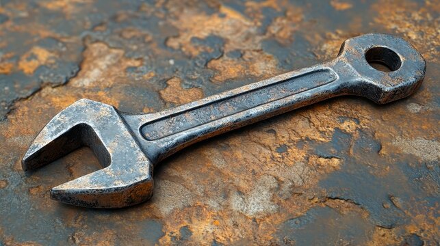 Wrench tool on a work surface, ideal for construction or DIY projects