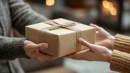 Delivery man handing package to customer on white background, ideal for e-commerce and logistics industry
