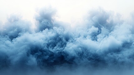 Dark Cloud of Dense Smoke with Blue Hues on White Background for Atmospheric and Pollution Concepts