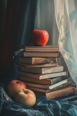 Apple on Book Stack