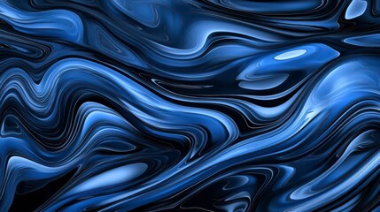 Stunning Blue and Black Abstract Liquid Art - A mesmerizing graphic design