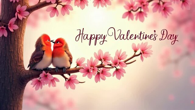 birds on branch Valentine's Day
