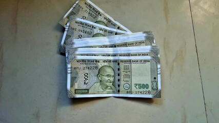 close up of new 500 rupees Indian currencies background.