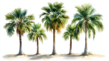 Obraz premium Coconut palm tree set for tropical landscape and travel backgrounds