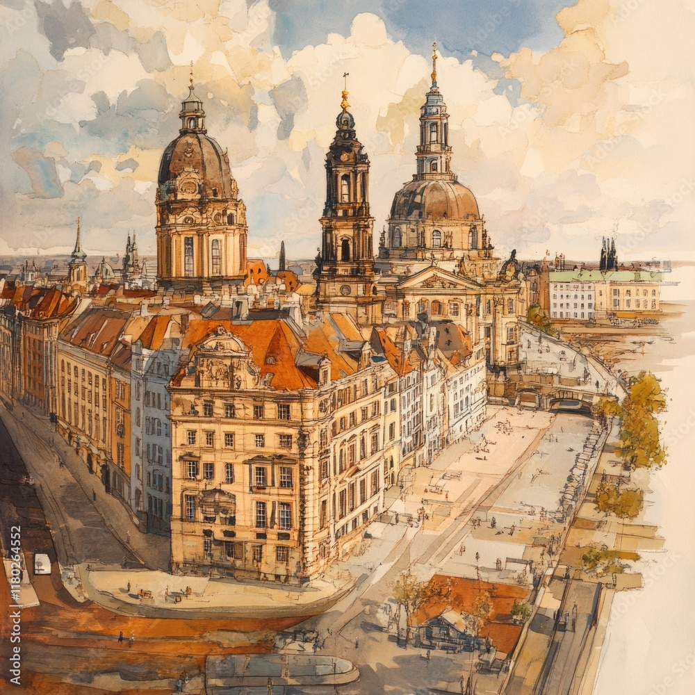 Poster a historic building with a prominent clock tower in the center