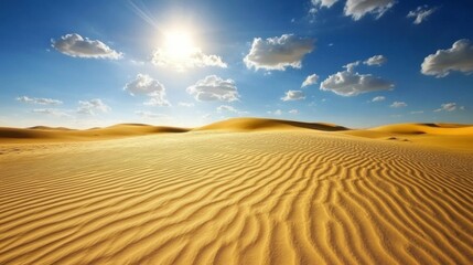 Golden Desert Landscape Under a Sunny Sky