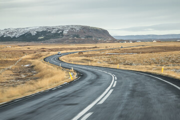 road no. 1 in iceland, iceland, route, road, asphalt, bends, landscape, road signs, lanes, ribbon