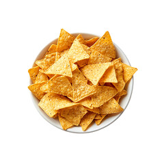 bowl of tortilla chips isolated on a transparent background, in PNG format