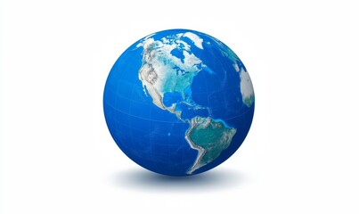 Fototapeta premium Blue globe with the continents of North America, South America, Europe, Africa, Asia, and Australia