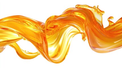 Fototapeta premium Citrus Burst: Fresh Orange Juice Splash with Twisted Curves on Isolated White Background