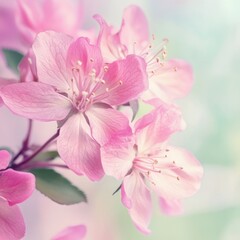 Close-up shot of pink flowers on a branch