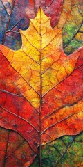Vibrant Sugar Maple Leaf: A Stunning Closeup Showcasing Autumn's Colourful Beauty