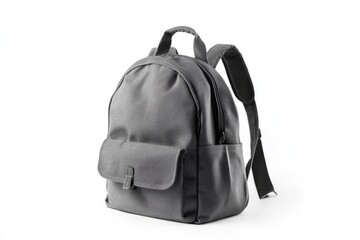Fototapeta premium Timeless Gray Backpack Standalone on a White Canvas for School or Office Use