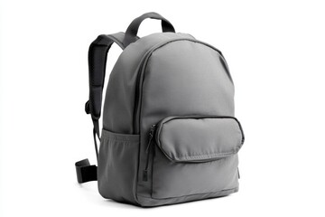 Timeless Gray Backpack Standalone On White Canvas - Perfect For School, Office, And Everyday Use