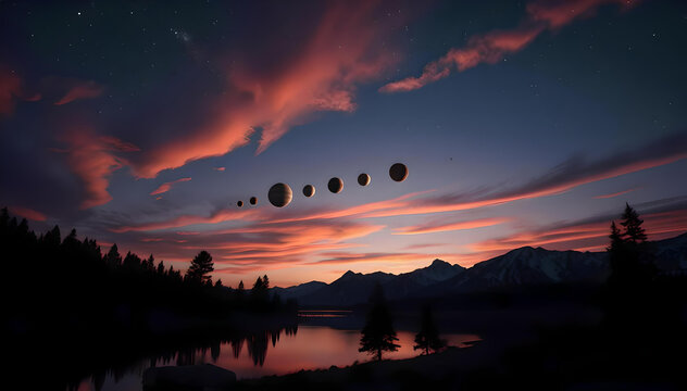 A rare celestial phenomenon Seven planets align in a dazzling evening sky, a cosmic parade to inspire wonder and awe in skywatchers worldwide