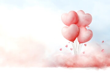 Fototapeta premium Love and romance balloons for valentine's day celebration outdoor aesthetic bright and cheerful