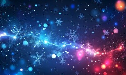 Abstract Vector Wallpaper with Snowflakes, Circles, and Glowing Elements