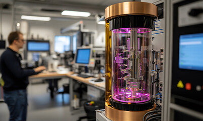 Scientist Operating Advanced Quantum Core