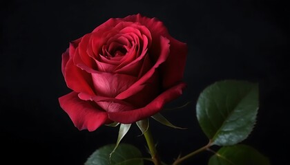 red rose There is a black background ,focus red rose There is a black background with a dark tone.