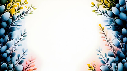 Colorful floral frame, white background, invitation design, website template.