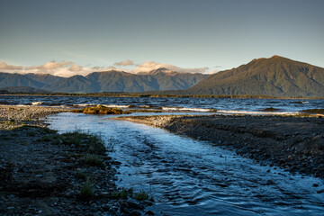 The shore of Lake Kaniere in the West Coast NZ