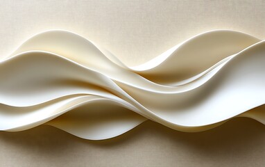 Obraz premium Abstract cream wave pattern on beige textured background.