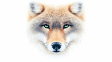 Fototapeta premium Coyote portrait, intense gaze, white background, wildlife photography, ideal for nature documentaries.