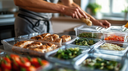 Healthy Meal Preparation for a Large Group with Multiple Food Trays