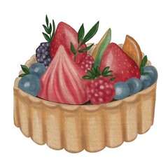 Fruit Tart: A tart filled with fresh berries and fruit slices. Perfect for summer or healthy dessert themes.