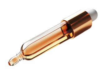 Beauty dropper product photographed on high fidelity cosmetic display studio environment close-up view isolated on transparent background png