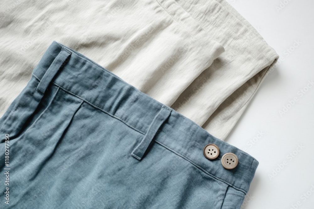 Poster A close-up view of a pair of pants with visible buttons, suitable for fashion or textile-related contexts
