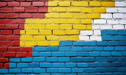 Naklejka premium brick wall painted on different colour wall