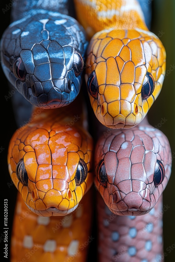 Aufkleber A close-up view of a snake's head on a stick, perfect for use in reptile-related contexts or as a symbol