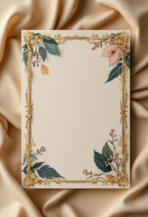 Card With A Floral Border. Wedding Invitation Card Design