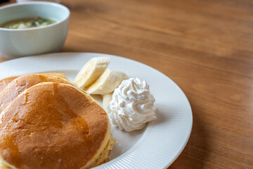 美味しそうなパンケーキモーニング