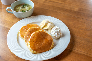 美味しそうなパンケーキモーニング