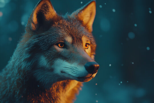 Vulkanischer Wolf mit leuchtenden Details in k&uuml;nstlerischer Darstellung

