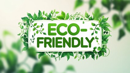 Nature-inspired ECO-FRIENDLY banner adorned with lush green leaves, perfect for promoting sustainable products.