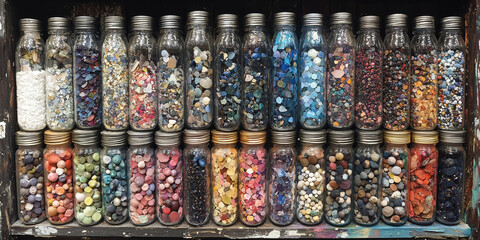 Fototapeta premium Colorful Bottles of Decorative Craft Materials