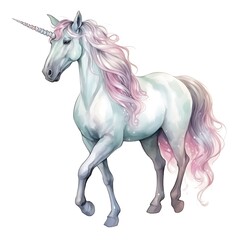 Naklejka premium Majestic unicorn walking with grace, a watercolor illustration
