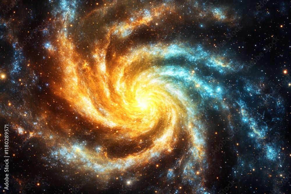 Poster A stunning image of a spiral galaxy filled with stars and celestial objects, perfect for use in astronomy or space-themed projects