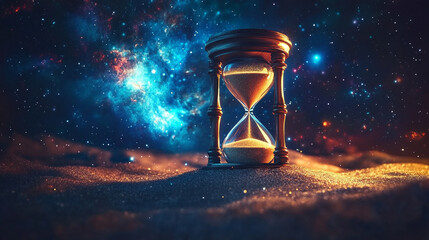 A single hourglass with suspended sand mid-flow symbolizing a pause in time against a hyper-speed blurred backdrop representing chaos and the concept of timelessness in a fast-paced world

