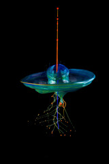 colorful drops at the moment of collision